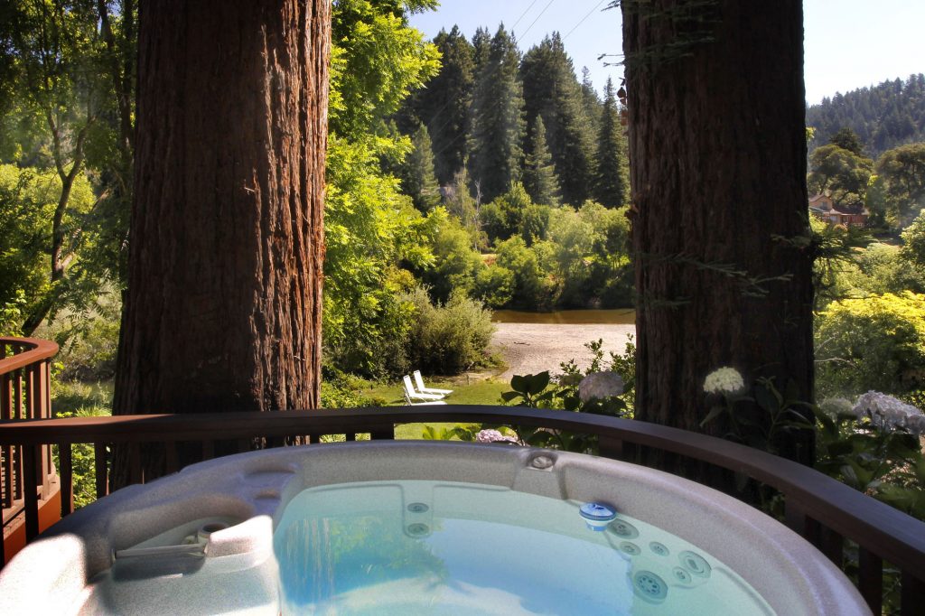 Looking from the hot tub to the summer island