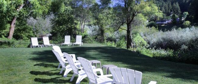 Lawn Chairs and Loungers Overlooking Russian River